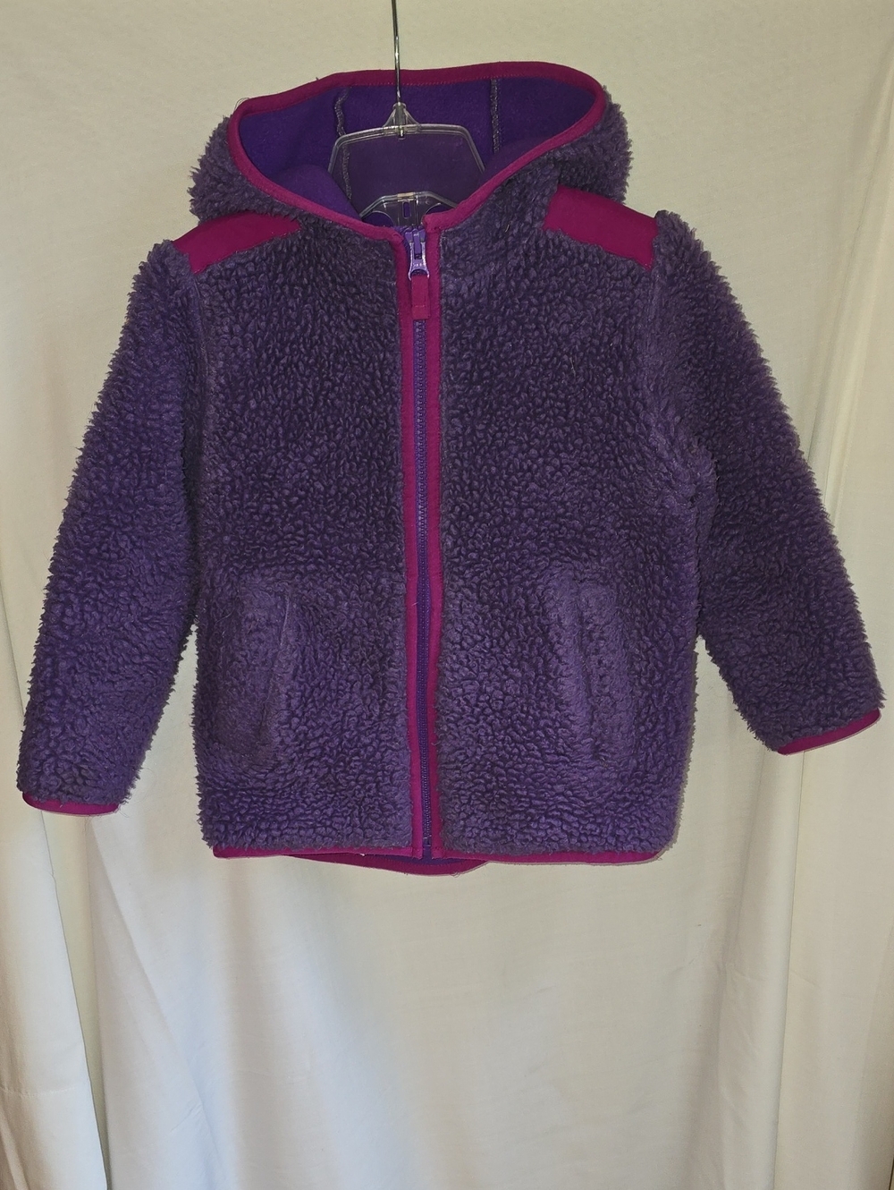 Hanna Andersson Purple Sherpa Hooded Jacket with Magenta Trim